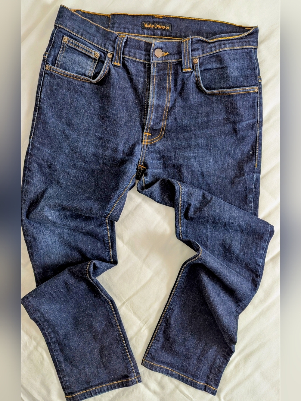 Nudie Jeans Co Tape Ted Tapered Denim 34x30 (tag 36x34) Organic Cotton Dark Wash